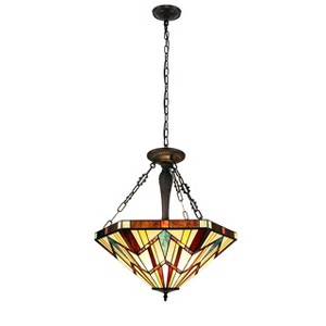 Chloe Lighting Vincent Tiffany-Style 3-Light Mission Inverted Pendant 22" Wide - 1 of 4