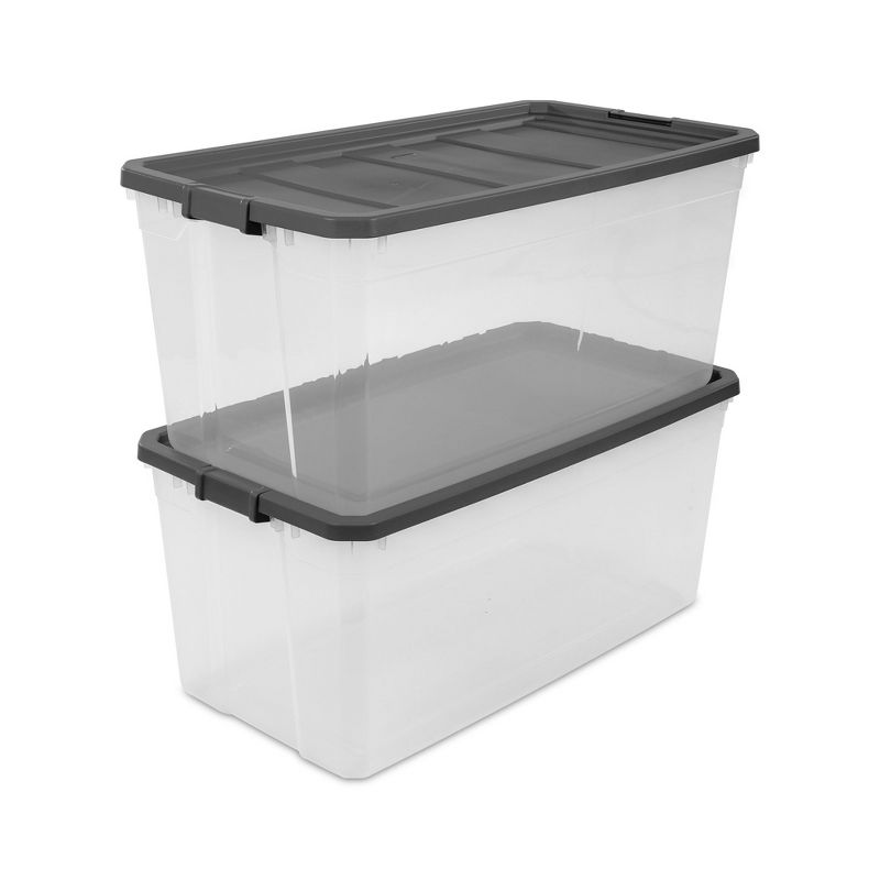 Sterilite Storage System Solution with 200 Quart Clear Stackable Storage Box Organization Containers with Grey Latching Lid, 4 of 7
