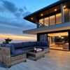 FIONECA Deluxe 7-Piece Patio Furniture Set ¨C Gray Rattan Outdoor Sectional with Blue Cushions & Coffee Table - 3 of 4