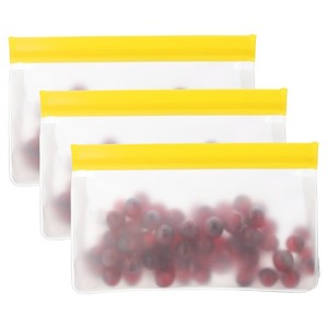 Unique Bargains Reusable Leakproof Zip PEVA Freezer Food Storage Bags 3 Pcs - 1 of 4