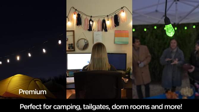 24ct Caf&#233; Outdoor String Lights Integrated LED Bulb - Black Wire - Enbrighten, 2 of 10, play video