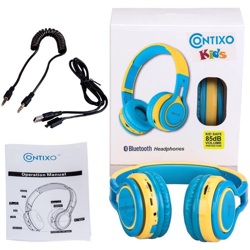 Contixo KB2600 Kids Bluetooth Wireless Headphones -Volume Safe Limit 85db -On-The-Ear Adjustable Headset (Blue), 4 of 9
