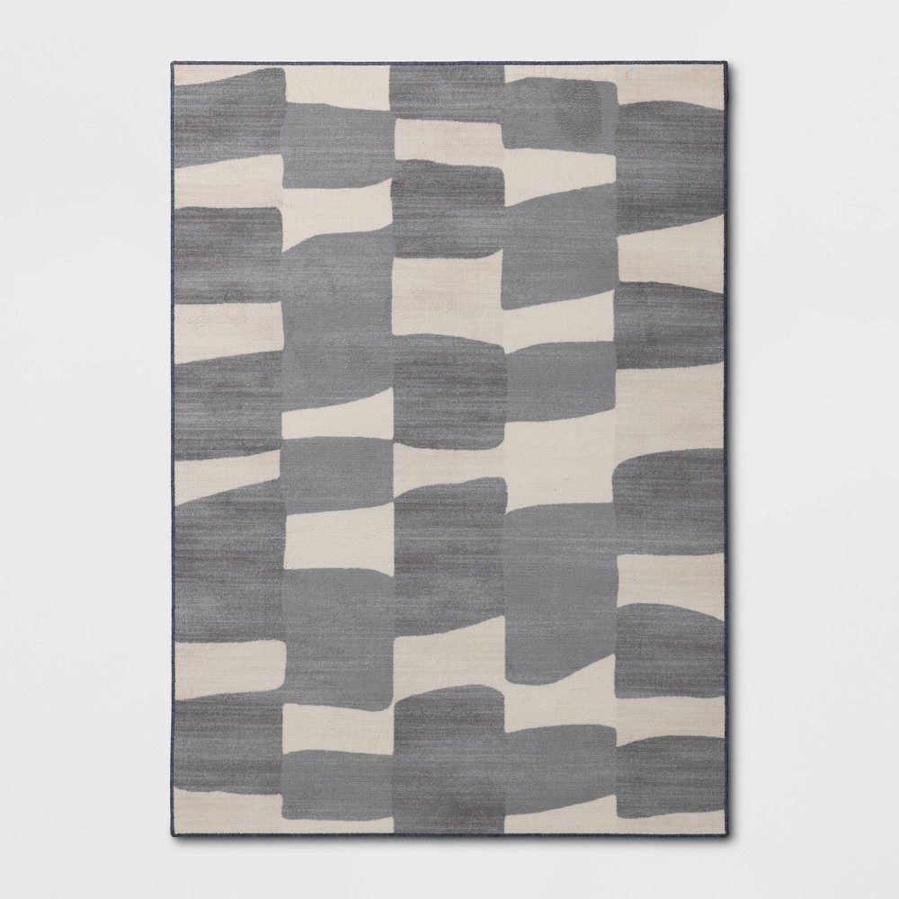 Photos - Area Rug 7'x10' Organic Shapes  Blue - Room Essentials™: Abstract Tufted, Fade & Stain-Resistant, Indoor Use