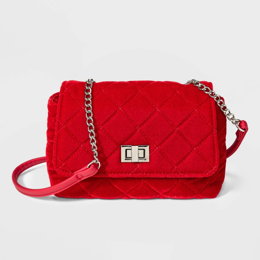 Girls' Quilted Velvet Crossbody Bag - Cat & Jack Red