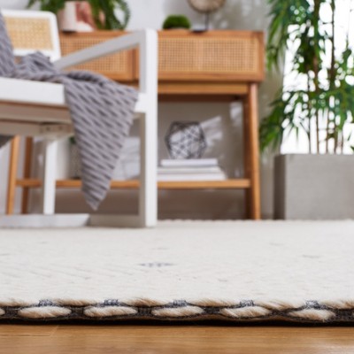 Ivory and Grey Hand Woven Wool Area Rug