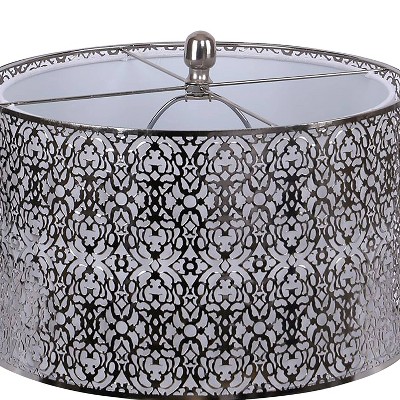 63" Polished Nickel White Floor Lamp with Drum Shade