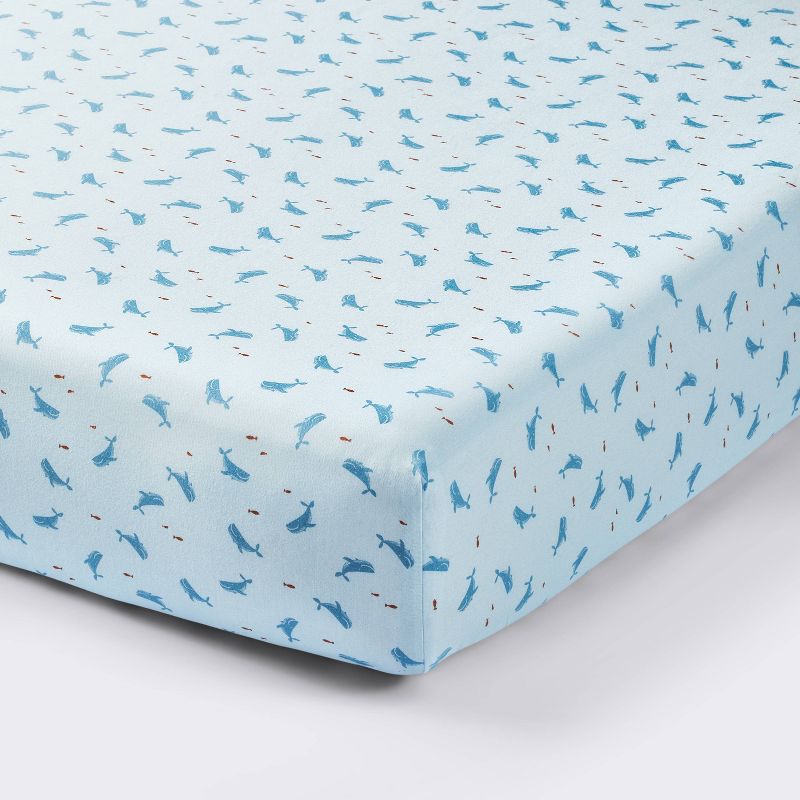 Cotton FItted Crib Sheet - Whales - Cloud Island&#8482;, 1 of 8