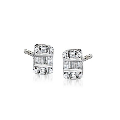 RS Pure by Ross-Simons 0.10 ct. t.w. Diamond Cluster Earrings in Sterling Silver