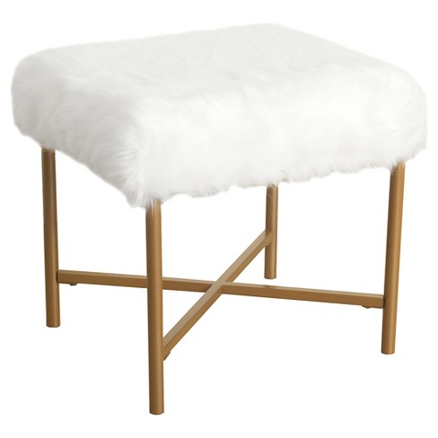 White Faux Fur Stool