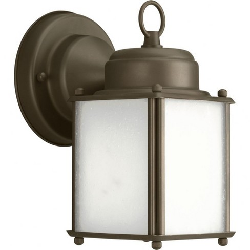 Progress Lighting Roman Coach 1-Light Wall Lantern in Antique Bronze with Etched Seeded Glass Shade - image 1 of 2