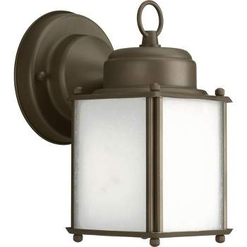 Progress Lighting Roman Coach 1-Light Wall Lantern in Antique Bronze with Etched Seeded Glass Shade