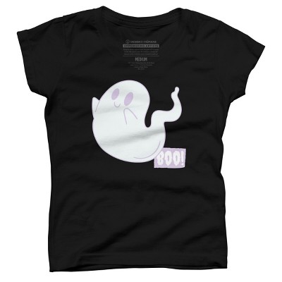 Girl's Design By Humans Boo Cute Ghost Halloween cute design By BoogieCreates T-Shirt