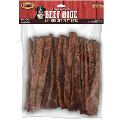 Cadet 6.5 Inch Munchy Flat Bar Rawhide Chew Dog Treats, 50 Pack