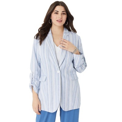 Roaman's Women's Plus Size Linen Blazer
