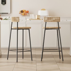 JUJABU Handwoven Boho Round Dining Bar Stools Set of 2 - 1 of 4