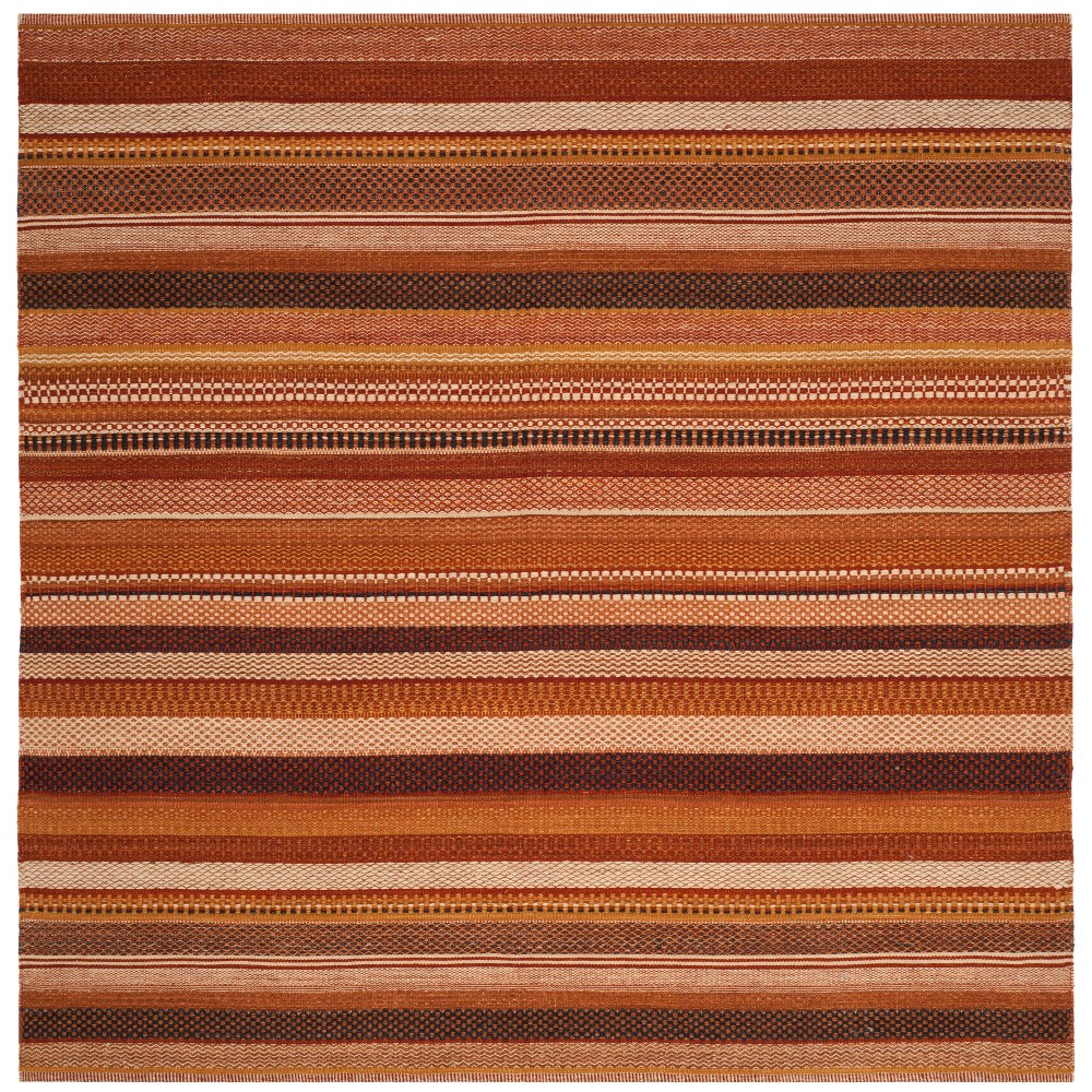 7'x7' Stripe Woven Square Area Rug Rust - Safavieh