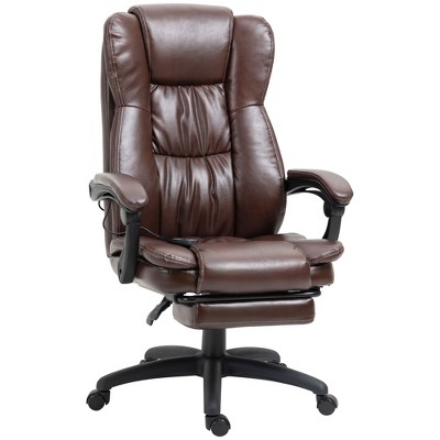 Brown Quilted-Tufted Leather High Back Swivel Executive Chair