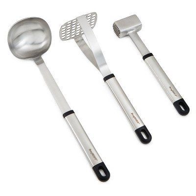 BergHOFF Graphite Stainless Steel 3PC Utensil Set with Silicone Cover, Recycled Material