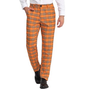 Lars Amadeus Men's Plaid Regular Fit Formal Business Dress Pants - 1 of 4