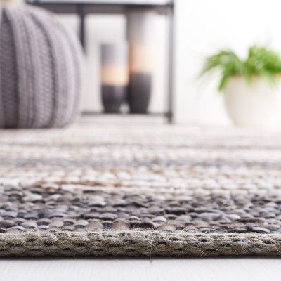 Gray and Natural Handmade Cowhide Flat Woven Area Rug, 5' x 8'