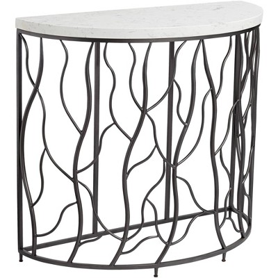 55 Downing Street Twilight Faux Marble Top Bronze Demilune Console Table