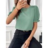 Womens Casual Blouse Wear to Work Tops Business Office Tops Keyhole Back Short Ruffled Lantern Sleeve Blouse Summer Elegant Formal Tops for Women - 3 of 4