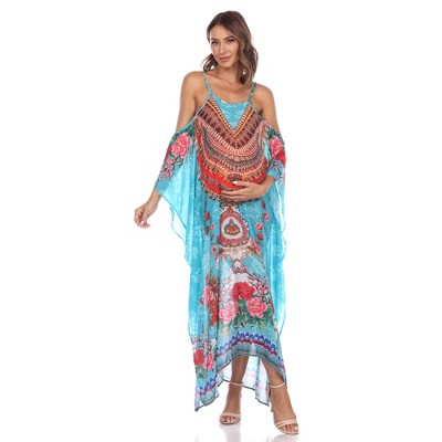 Maternity Plus Size Sheer Maxi Caftan - White Mark