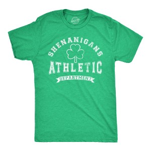 Mens Tee Shenanigans Athletic Department Funny St Patricks Day Graphic T Shirt - Crazy Dog Men's T Shirt - 1 of 4