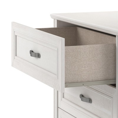 Ivory Oak Vertical 4-Drawer Dresser with Silver Hardware