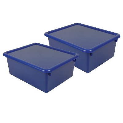 Romanoff Products Romanoff Plastic Stowaway 5" Letter Box with Lid Blue Pack of 2 (ROM16004-2)