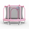 Whisen 55” Kids’ Trampoline with Safety Net, Foam-Covered Poles, Double-Sided Zipper and Basketball Hoop - 3 of 4