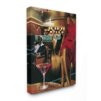 Stupell Industries Sophisticated Bar Scene with Elegant Fashion Figures Gallery Wrapped Canvas Wall Art, 30 x 40