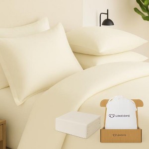 Lincove Luxury Duvet Cover Set - Solid Color - 100% Ultra Soft Cotton Sateen - 1 of 4
