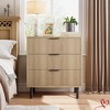 Wave Fluted 3 Drawers Dresser Wide Wood Chest of Drawers Modern Storage Dresser Chest of Drawers Organizer Anti-Tipping Device - 2 of 4