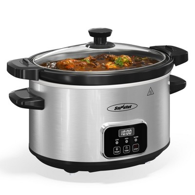 Heynemo 4QT Slow Cooker, Programmable Pot with Locking Lid, Removable Ceramic Pot, 3 Heating Settings & Time Control,Dishwasher-safe Lid & Pot