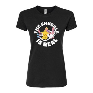 Women's - Pokémon - The Snuggle Is Real Pikachu And Sylveon Fitted Graphic T-Shirt - 1 of 3