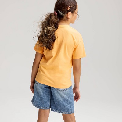 Cat & Jack Girls' Oversized Short Sleeve Graphic Jersey T-Shirt - Cat & Jack™ Mango Orange L — фото 3