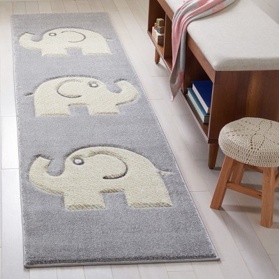Gray and Ivory Elephant Kids Area Rug 2'3" x 4'