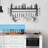 MaseiKar Pot Racks Wall Mounted Set of 2,with Towel Bar and Pots Pans Lids Organizer, Kitchen Cookware Hanging Shelves with 12 Hooks, Black - 4 of 4