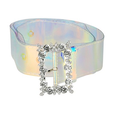 Allegra K Women's Grommet Clear Waist Belts for Jeans Transparent Belts Pin Buckle 1 Pc