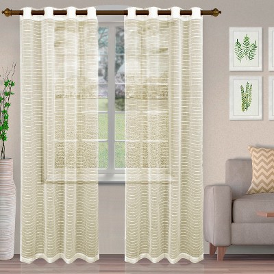 Bohemian Rustic Striped Light Filtering Sheer Curtains, Set of 2 by Blue Nile Mills