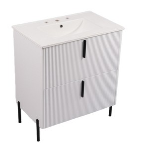 Dexmalle 30" Fluted Design  Bathroom Vanity with Full-Extension Drawers - 1 of 4