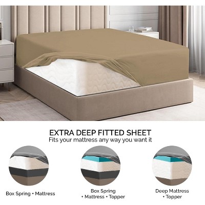 Beige Twin Microfiber Deep Pocket Fitted Sheet Set
