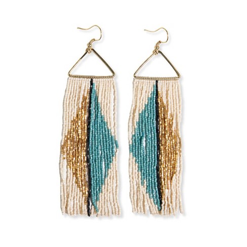 Emilie Arrow Beaded Fringe Earrings Rust by INK+ALLOY