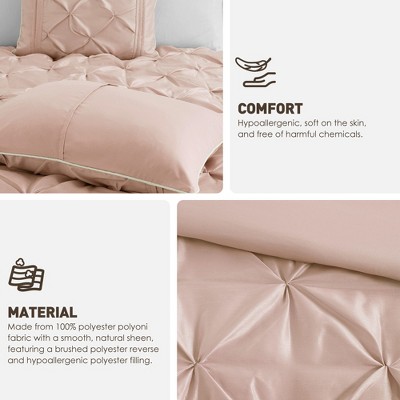 Blush Full 7-Piece Tufted Comforter Set with Decorative Pillows