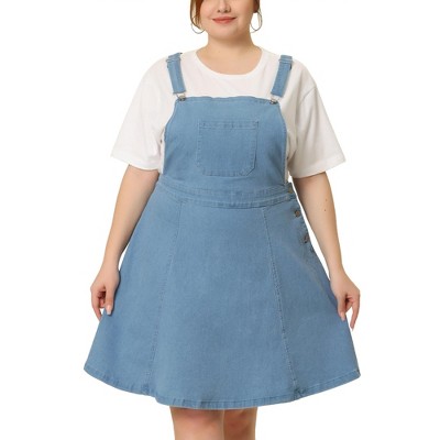 Agnes Orinda Women's Plus Size Denim Side Button Adjustable Strap Overall Jumpers