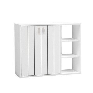 Costway 3-Tier Wooden Shoe Storage Organizer with Doors & 3-Level Adjustable Open Shelves Natural/White/Light walnut/Black/Yellow - 1 of 2