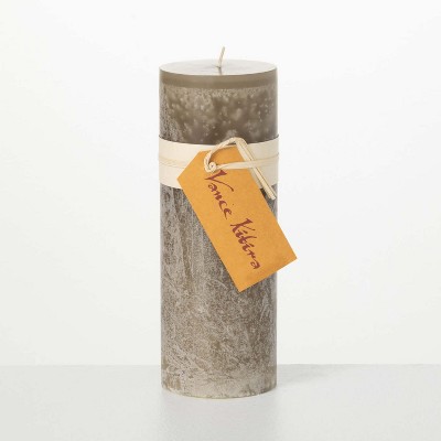 Vance Kitira 9" Desert Taupe Timber Pillar Candle ,Scentless, Clean-Burning, Environmental Friendly