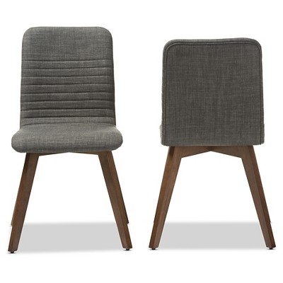 Scandinavian-Style Dark Grey Upholstered Walnut Parsons Side Chair