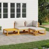 vidaXL 4-Piece Patio Furniture Set – Solid Acacia Wood Lounge Set with Light Gray Cushions – Modular Garden Sofa - 2 of 4
